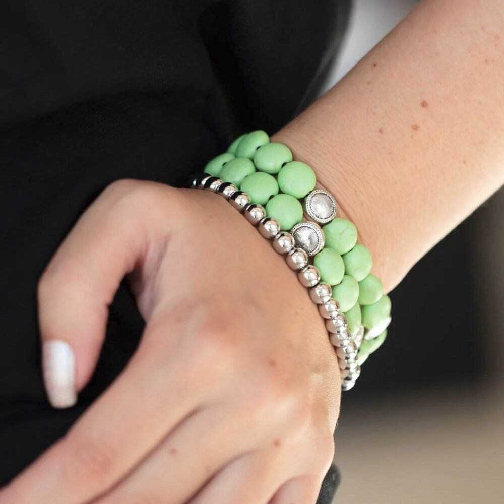 Paparazzi Jewelry Accessories - Desert Verbena - Green Bracelet - Vintage